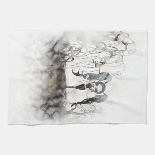 Sepia Goth Girl Vignette Küchentuch