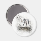 Sepia Goth Girl Vignette Magnet (Vorderseite/Rückseite)