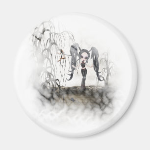 Sepia Goth Girl Vignette Magnet