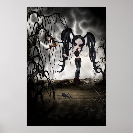 Sepia Goth Girl Vignette Poster (Vorne)