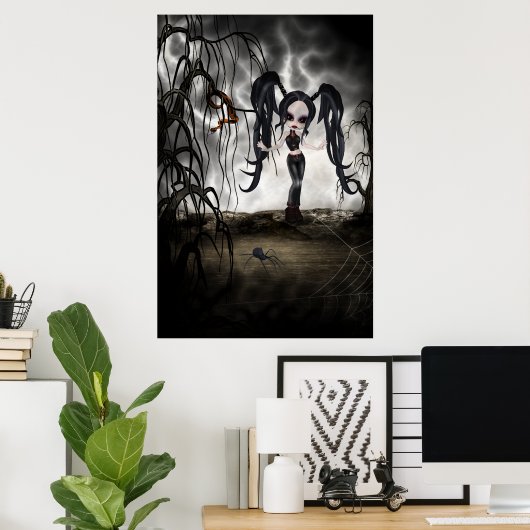Sepia Goth Girl Vignette Poster (Heimbüro)