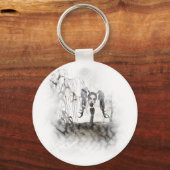 Sepia Goth Girl Vignette Schlüsselanhänger (Vorderseite)