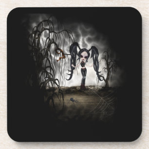 Sepia Goth Girl Vignette Untersetzer