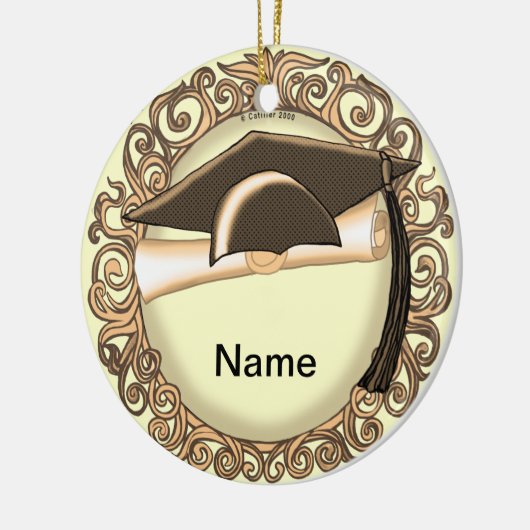 Sepia Graduation Cap Custom Ornament (Links)