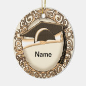 Sepia Graduation Cap Custom Ornament (Links)