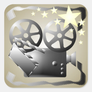 Sepia Gray Movie Cinema Theateraufkleber Quadratischer Aufkleber