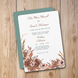 Sepia Herbstflorale Hochzeitseinladung Einladung