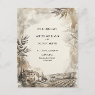 Sepia Highland Arch Sketch Save The Date Postkarte
