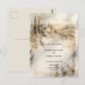 Sepia Highland Manor Save The Date Postkarte (Vorne/Hinten)