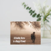 Sepia Horse with Oak Equine Veterinary Postcard Postkarte (Stehend Vorderseite)