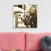 Sepia Image of Two Horses Up-Nah Leinwanddruck (Insitu (Wohnzimmer))