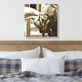 Sepia Image of Two Horses Up-Nah Leinwanddruck (Insitu (Schlafzimmer))