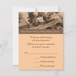 Sepia Indian Corn Basket Wedding RSVP Karte