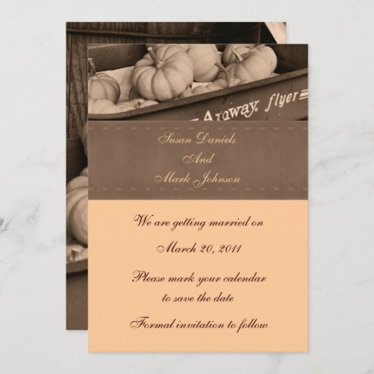 Sepia Indian Mais Hochzeit im Herbst Save the Date (Vorne/Hinten)