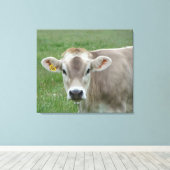 Sepia Jersey Cow Portrait Leinwanddruck (Insitu (Holzboden))