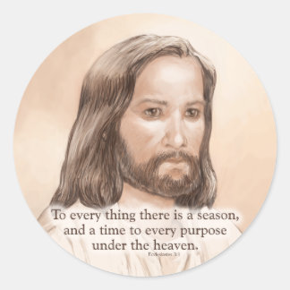 Sepia Jesus Art Bible Zitat - Ecclesiastes 3:1 Runder Aufkleber