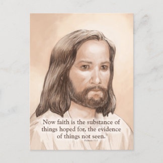 Sepia Jesus Art Bible Zitat - Hebräische 11:1 Postkarte