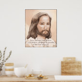 Sepia Jesus Art Bible Zitat - Mark 9:23 Poster (Küche)