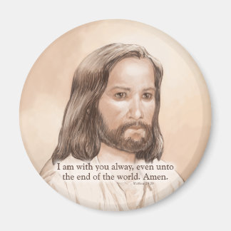 Sepia Jesus Art Bible Zitat - Matthew 28:20 Magnet