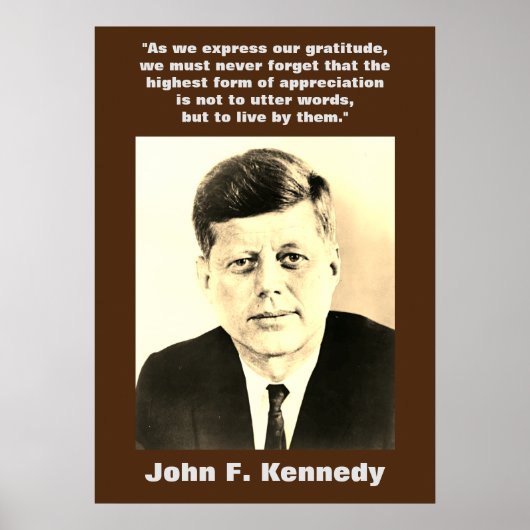 Sepia JFK John F. Kennedy Quote Motivierend Poster (Vorne)