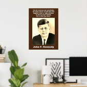 Sepia JFK John F. Kennedy Quote Motivierend Poster (Heimbüro)