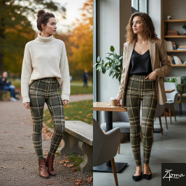 Sepia-Karo-altmodisches-Tartan-Taupe-Karo Leggings