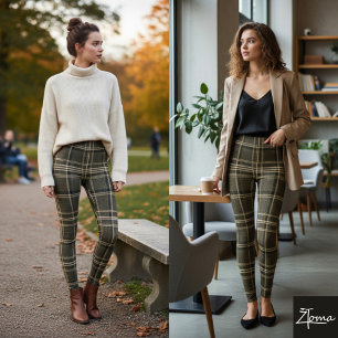 Sepia-Karo-altmodisches-Tartan-Taupe-Karo Leggings