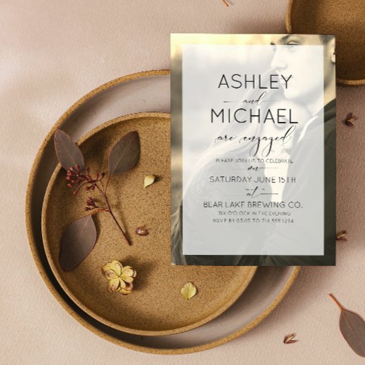 Sepia Kraft Typografie Foto Verlobung Einladung