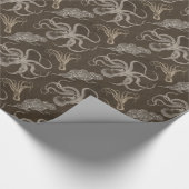 Sepia-Kraken-Papier Geschenkpapier (Ecke)