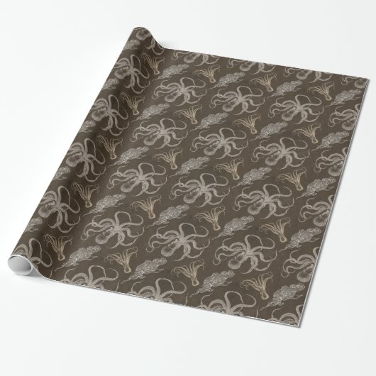 Sepia-Kraken-Papier Geschenkpapier (Ungerollt)