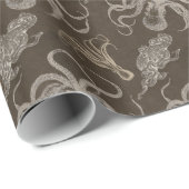 Sepia-Kraken-Papier Geschenkpapier (Rolleneckpunkt)