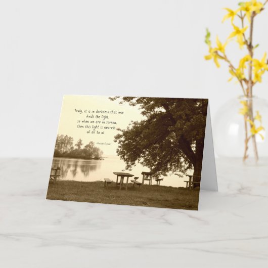 Sepia Lake Scene and Quote Beileid Karte (Gelbe Blume)