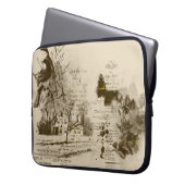 Sepia Landschaftlich Collage Laptop Sleeve (Vorderseite Links)