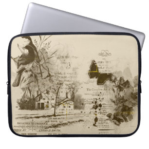 Sepia Landschaftlich Collage Laptop Sleeve