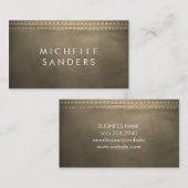 Sepia Leather Texture | Doppelgeheftet Visitenkarte (Vorne/Hinten)