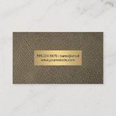 Sepia Leder und metallische Goldrahmen Visitenkarte (Rückseite)