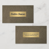 Sepia Leder und metallische Goldrahmen Visitenkarte (Vorne/Hinten)
