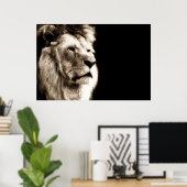 Sepia Lion Animal Fotografy Artwork Poster (Heimbüro)