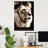 Sepia Lion Motivierend Challenge Poster (Heimbüro)