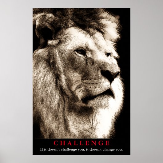 Sepia Lion Motivierend Challenge Poster (Vorne)