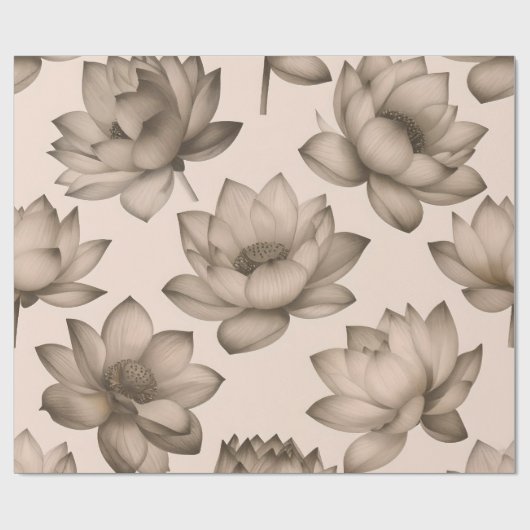 Sepia Lotus Wrapping Paper Geschenkpapier (Flach)