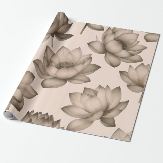 Sepia Lotus Wrapping Paper Geschenkpapier (Ungerollt)