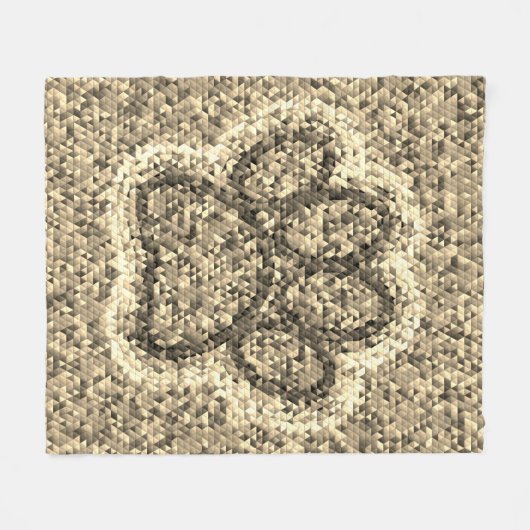 Sepia Low Poly Dog Paw Print Fleecedecke (Vorderseite (Horizontal))