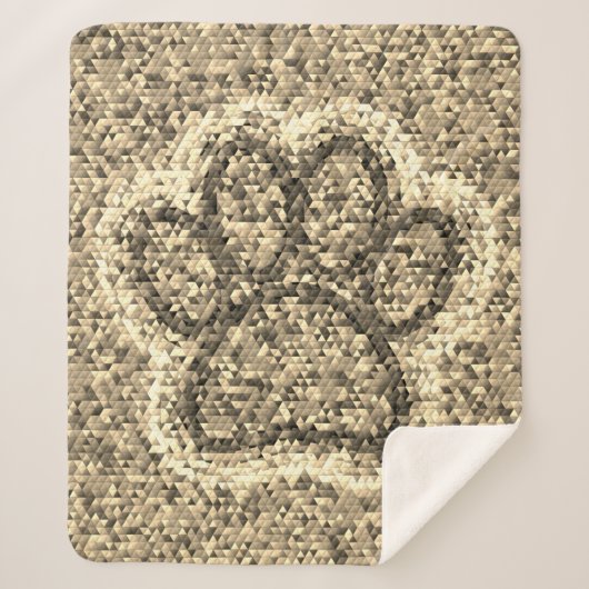 Sepia Low Poly Dog Paw Print Sherpadecke (Vorderseite)