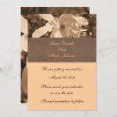 Sepia Magnolia Blume Hochzeit speichern das Datum Einladung (Vorne/Hinten)