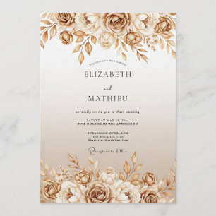 Sepia-Malerei Blumen Hochzeit Einladung
