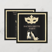 SEPIA MASK ELEGANT BACHELORETTE MASQUERADE PARTY EINLADUNG (Vorne/Hinten)