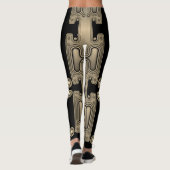 Sepia Mechanischer Android Futuristischer Roboter Leggings (Rückseite)