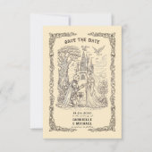 Sepia Medieval Illustration Fairytale Wedding  Save The Date (Vorderseite)