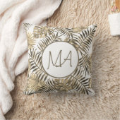 Sepia Mit Monogramm Tropisches Dschungelleebdekor Kissen (Decke)